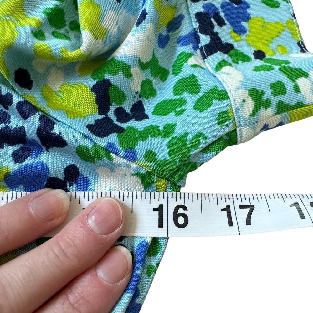 Lilly Pulitzer Silk Jersey Wrap Mini Dress Green Blue Dots - Picture 8 of 10